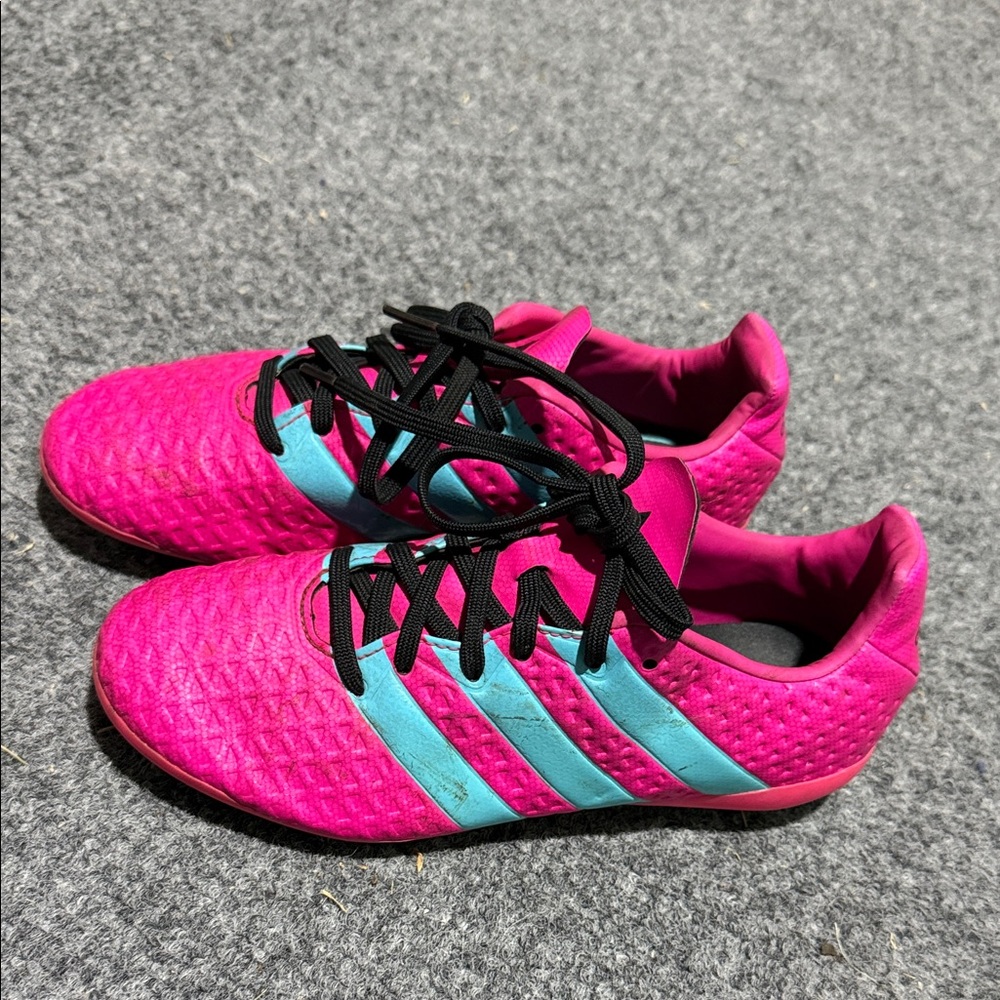 Adidas Kids Pink and Teal Soccer shoes